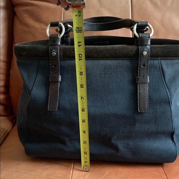 💙🤎Stylish Yves Saint Laurent Navy Canvas and Brown Suede Trim Tote Bag🤎💙 - Picture 12 of 13